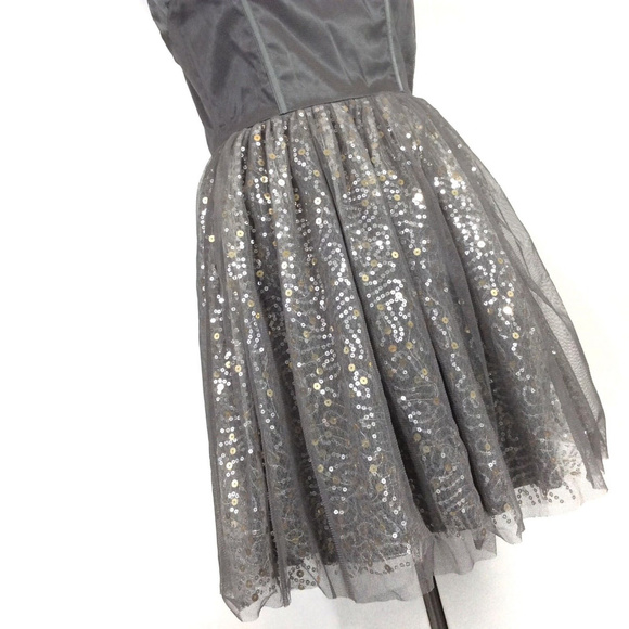 π¦ASOS Silver Bustier Sequins Party Dress Small - Picture 3 of 7
